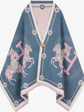 28"×71" Stylish Equestrian Design Soft Shawl Wrap Scarf with Button